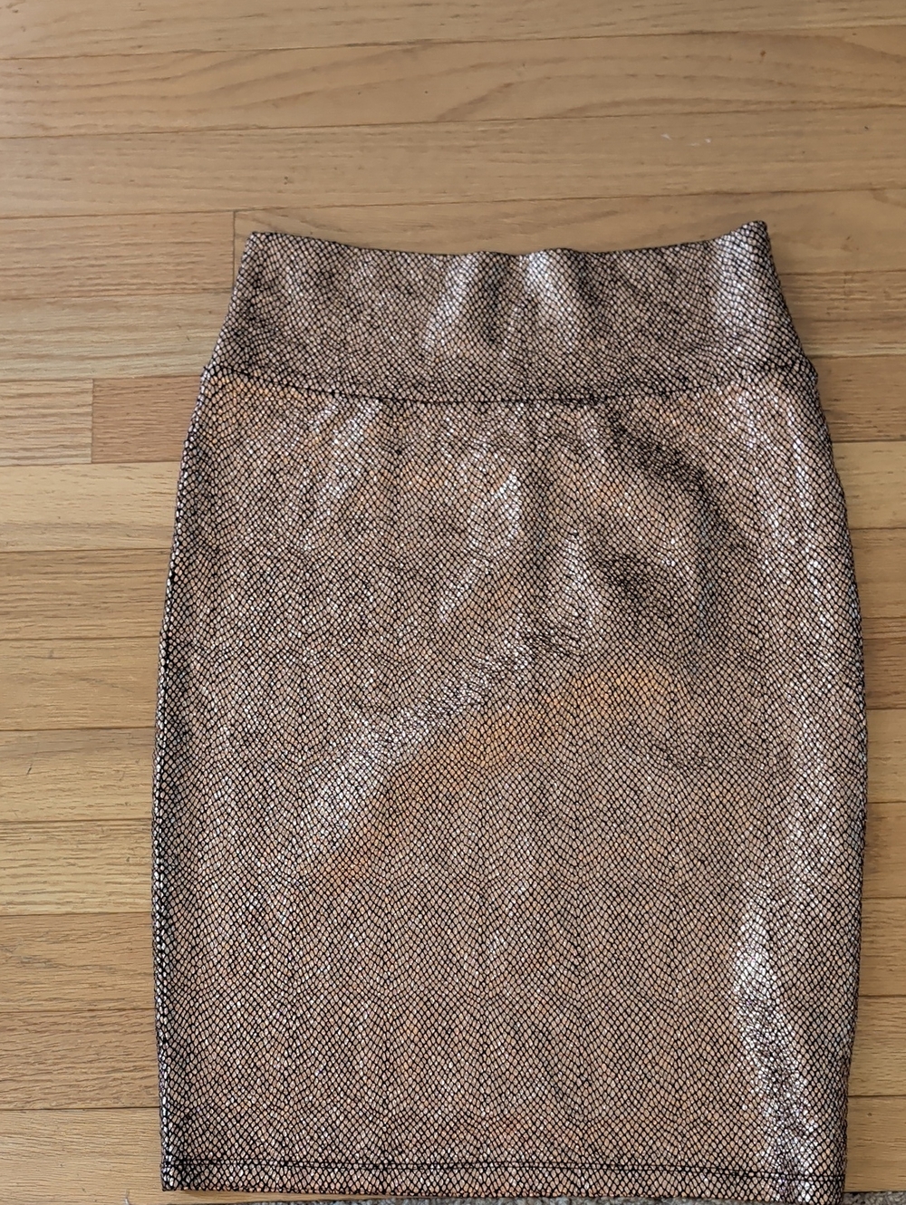 LuLaRoe Metallic Copper-Tone Pencil Skirt